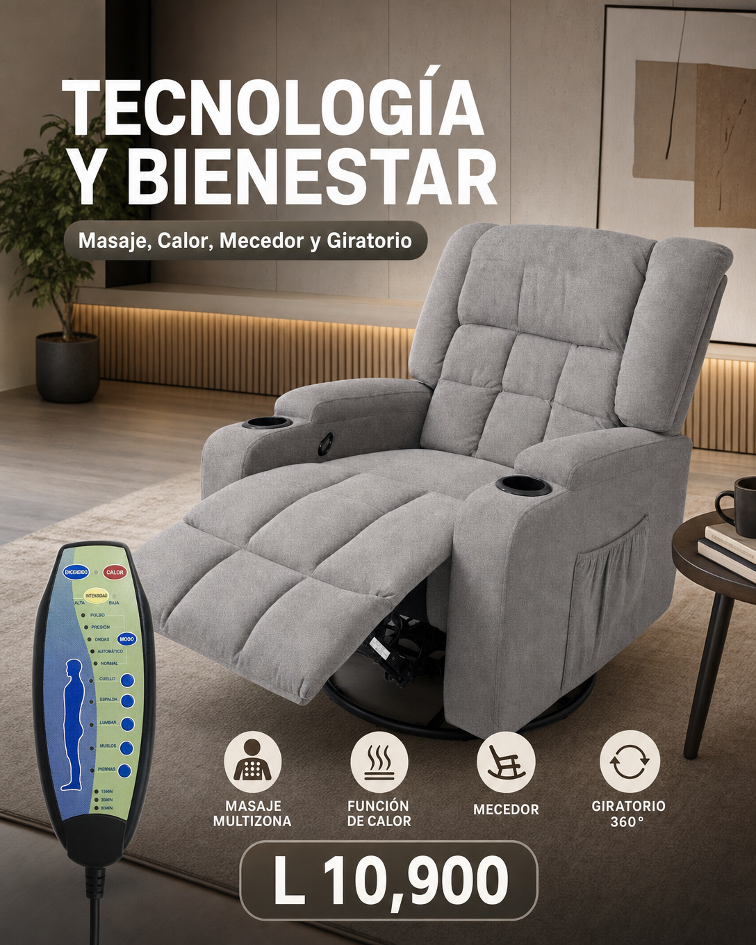 Sillón reclinable con masaje